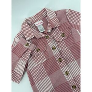 Little Lass Kids Girls 6 Pink Plaid Shirt Jacket‎ Button Front Flannel Shacket